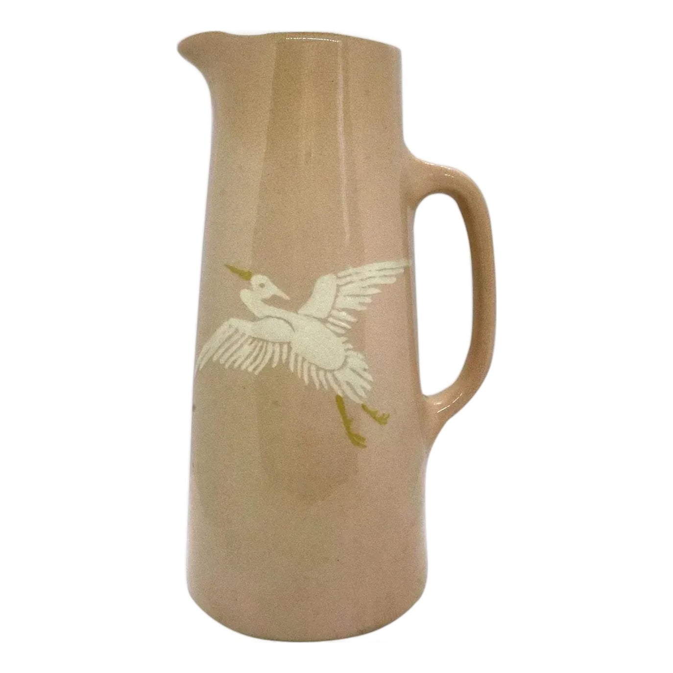 American Frederick Rhead for Weller Pottery Jap Birdimal Crane Pitcher ...