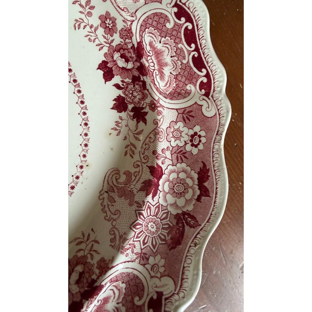 Staffordshire A Very Fine Antique Red Transferware Decorated Staffordshire Platter "Andalusia" Pattern by Adams, Circa 1840's For Sale - Image 4 of 15