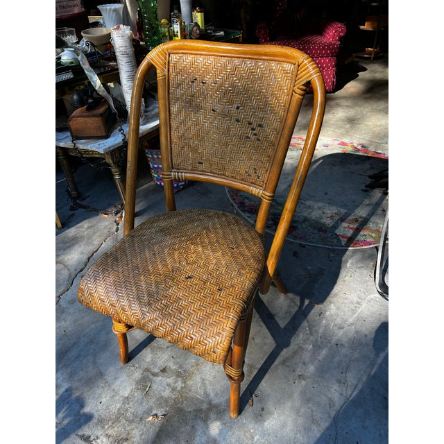 Up for consideration is a beautiful vintage rattan French bistro accent chair. This would look lovely in your home, and it...