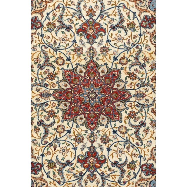 Persian Extremely Fine Persian Isfahan Wool & Silk Rug 3'8'' X 5'3'' For Sale - Image 3 of 12