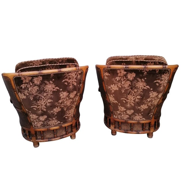 Armchairs in Velvet and Vienna Straw, 1970s, Set of 2 For Sale - Image 6 of 13