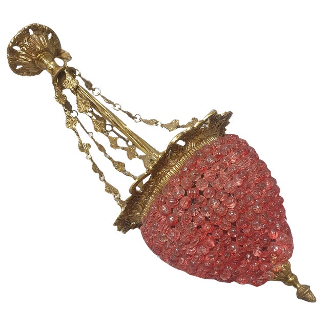 Vintage Gilt Brass Lantern Pendant For Sale