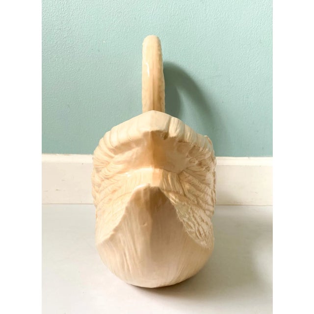 Large Vintage Peach Colored Ceramic Swan Planter For Sale - Image 9 of 12