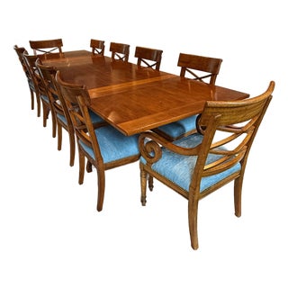 Baker Milling Road Extendable Dining Table and 10 Chairs For Sale