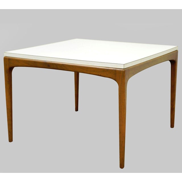 Vintage Mid Century Modern Walnut & Laminate Square Coffee Table Danish