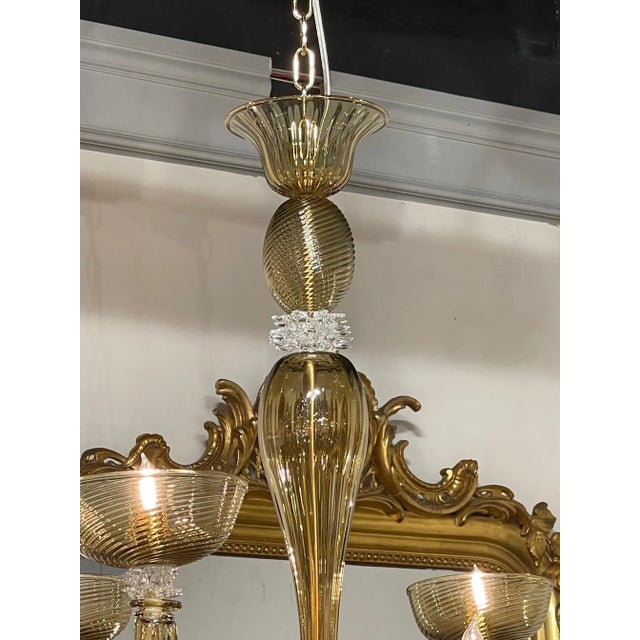 Modern Gold Murano Glass Chandelier with 12 Arms For Sale - Image 9 of 10