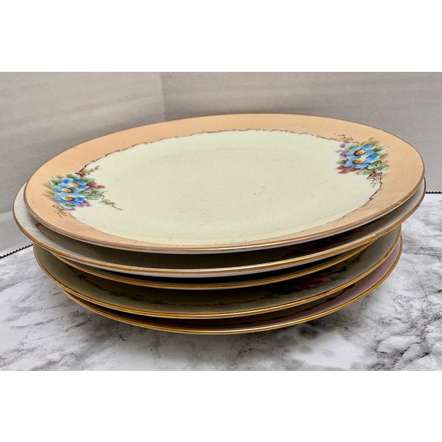 Vintage Collection of French Floral Dessert Dishes - Set of Five For Sale - Image 4 of 12