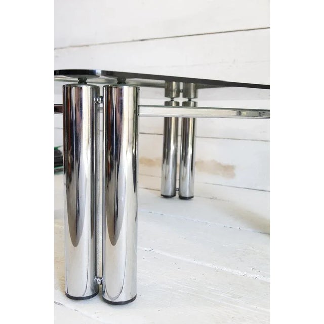 1970s Smoked Glass and Steel Coffee Table, 1970s For Sale - Image 5 of 11