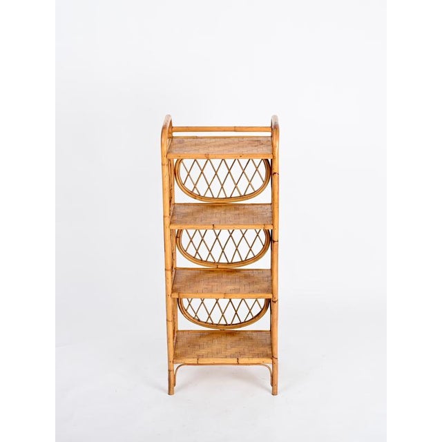 Wood Italian 4-Shelf Bookcase in Bamboo and Rattan by Vivai del Sud, 1970s For Sale - Image 7 of 18