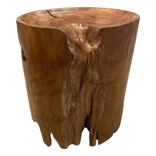 Andrianna Shamaris Organic Natural Teak Wood Tray Side Table For Sale