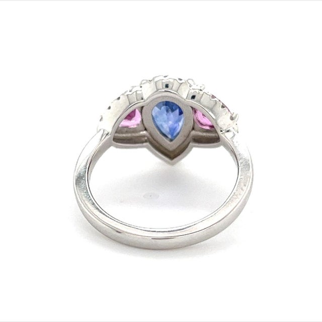 Natural Sapphire Diamond Ring Size 6.5 14k Gold 3.43 TCW Certified $7,950 215419 This is a Unique Custom Made Glamorous...