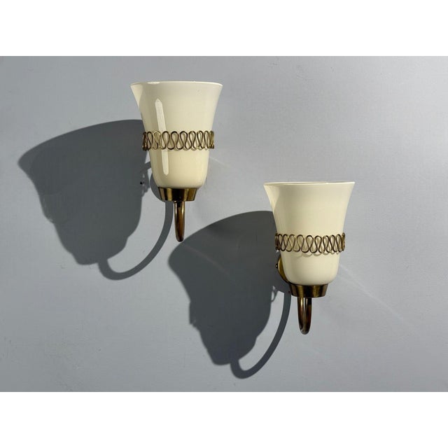 Mauri Almari, Wall Lights, Brass, Glass, Finland, 1960s For Sale - Image 4 of 10