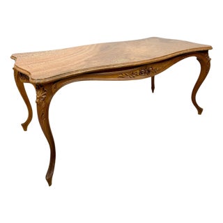 French Louis XV Style Coffee Table with Marble Top, Mid-20th Century For Sale
