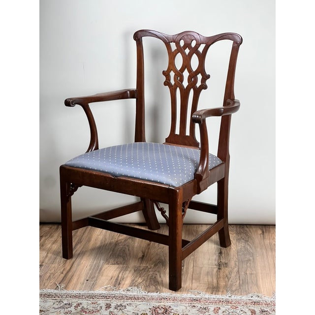 Wood Antique Chippendale Walnut Open Arm Chair C. Late 18th Century For Sale - Image 7 of 12
