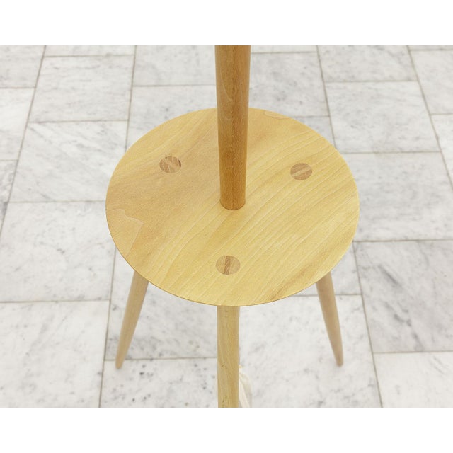 Wood BDDW Tripod Floor Lamp in Maple With Two Linen Shades For Sale - Image 7 of 10