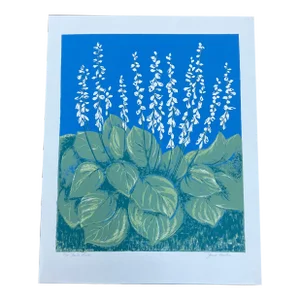 1980’s Original Organic Contemporary Lithograph “Hosta Lilies”