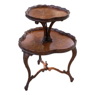 Vintage French Style Two Tier Table Dessert Parlor With Inlays For Sale