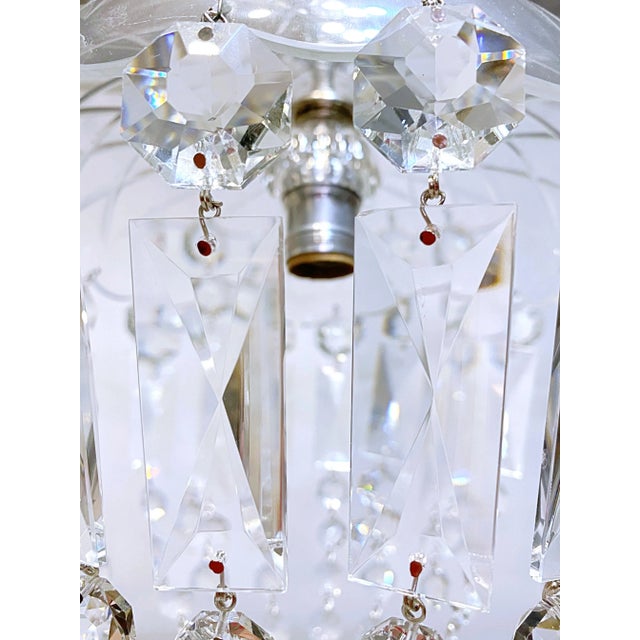 Metal Vintage Hand Cut Glass Dish Basket Chandelier For Sale - Image 7 of 8