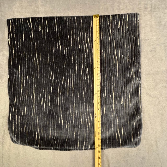 Handmade Charcoal Black Cut Velvet Throw Pillow Cover 22x22 Textured Abstract For Sale - Image 4 of 6
