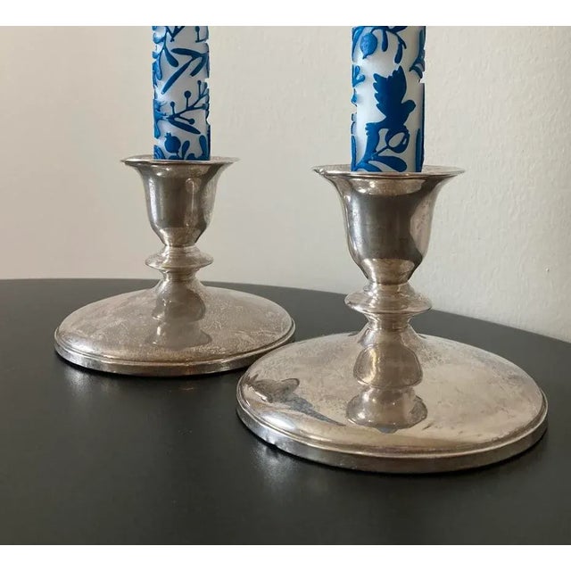 Early 20th Century American Sterling Silver Candle Holders by M Fred Hirsch Co- a Pair For Sale In New York - Image 6 of 12
