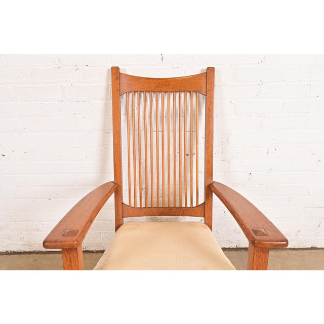 Wood Limbert Antique Mission Oak Arts & Crafts Spindle Rocking Chair, Circa 1910 For Sale - Image 7 of 14