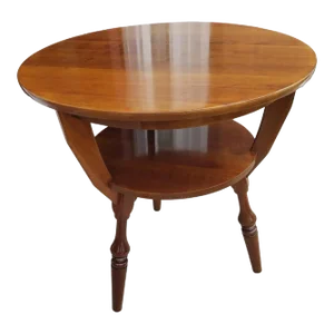 Bucks County Two-Tier Provincial Solid Cherry Gueridon Accent Table