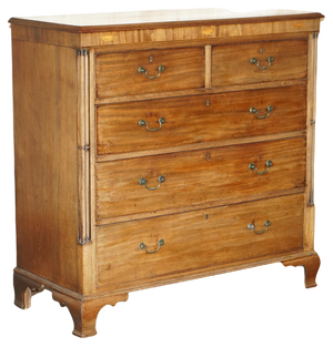 Large Sheraton Revival Chippendale Hardwood Chest of Drawers, 1860s