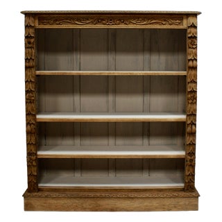 Victorian Oak Open Bookcase, 1880s For Sale