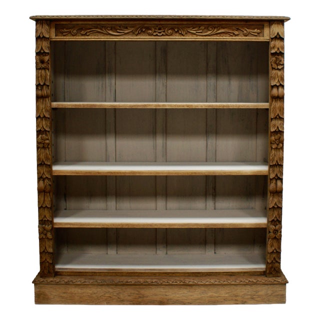 Victorian Oak Open Bookcase, 1880s For Sale