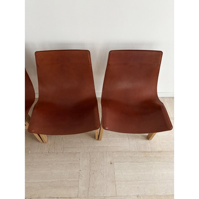Italian Model 3T Chairs in Wood and Leather by Angelo Mangiarotti for Agapecasa, 2000s, Set of 8 For Sale - Image 6 of 18