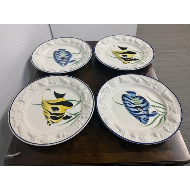 Early 21st Century Este Ceramiche Porcellane for Gump's Fish Plates, Set of Four For Sale - Image 5 of 12