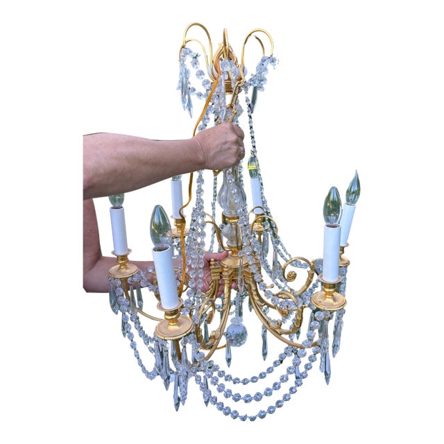 French Style Dore' Bronze and Crystal Chandeliers With 6 Lights For Sale