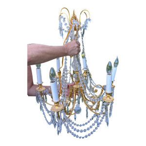 French Style Dore' Bronze and Crystal Chandeliers With 6 Lights