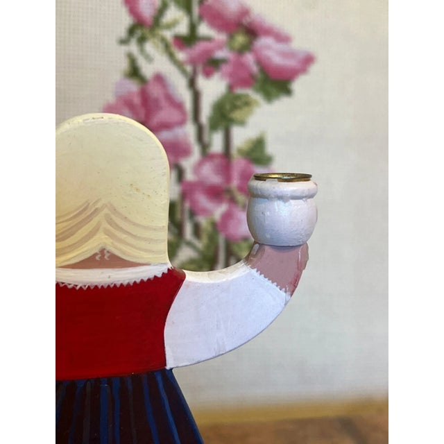 Folk Art 1970s Hand Painted Dutch Folk Art Style Candle Holder For Sale - Image 3 of 6