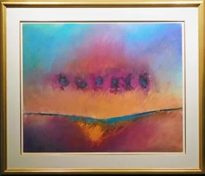 1980s Mark Dickson Untitled Mixed Media,Pastel and Watercolor Abstract Hand Signed, Framed
