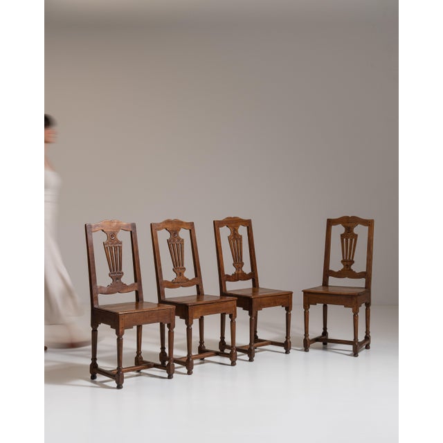 Set of Four 19th Century French Chestnut Brown Eclectic Dining Chairs For Sale - Image 14 of 15