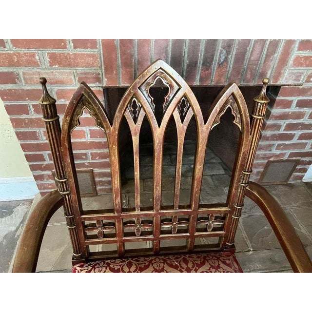 Vintage English Gothic Revival Armchairs- a Pair For Sale - Image 10 of 11