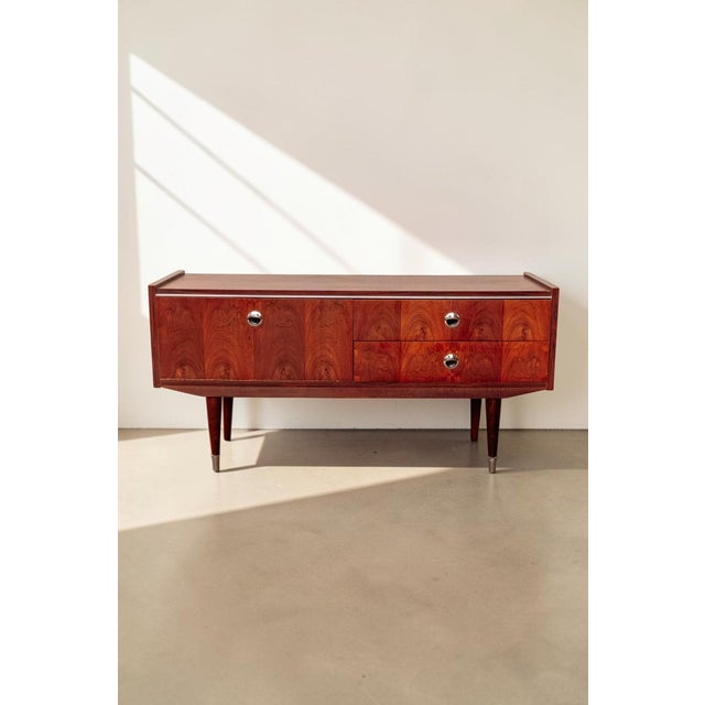 1960s Mid-Century Indonesian Rosewood Veneer and Chrome Lowboard Dresser, 1960s For Sale - Image 5 of 11