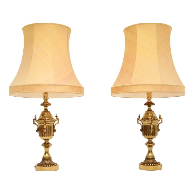 Neo-Classical Brass Table Lamps, 1930s, Set of 2 For Sale