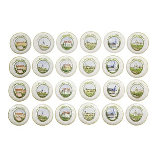 Vintage Longchamp French Country "Wine Chateau" Appetizers Plates - Set of 24 For Sale