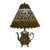 Vintage 1960s Etched Brass Teapot Lamp With Pierced Metal Shade For Sale