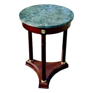 Vintage Bombay Company Regency-Style Accent Table With Green Marble Top For Sale