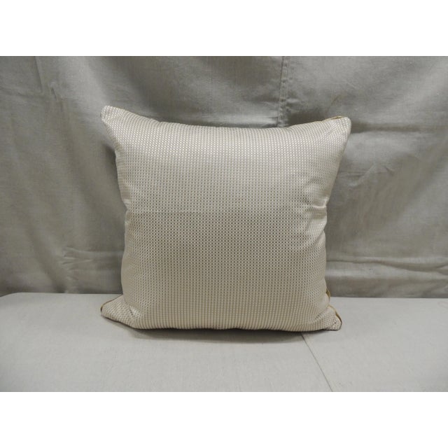 Textile Antique Blue & Gold French Silk Embroidery Square Decorative Pillow For Sale - Image 7 of 8