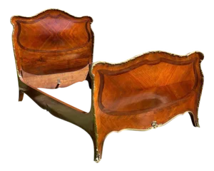 Marquetry and Bronze Bed in the style of Louis XV