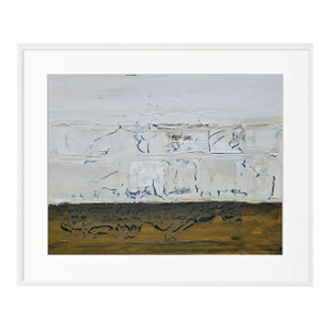 25.2" by 20.5" Shadow Box Framed Contemporary Neutral Color Palette Abstract Landscape Painting / Color Field