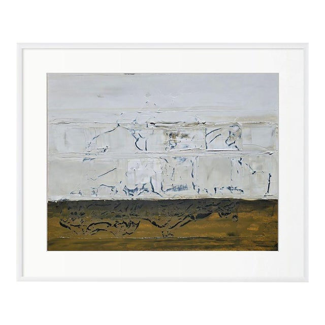 Shadow Box Framed Contemporary Neutral Color Palette Abstract Landscape Painting / Color Field For Sale