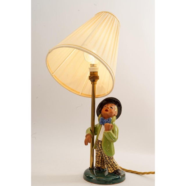 Ceramic Lamp with Fabric Shade, 1950s For Sale - Image 12 of 18
