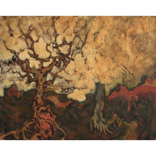 VINTAGE ORIGINAL OIL ON BOARD PAINTING BY LEONARD BENNETTS (NEW ZEALAND, 1933-2004) Depicting a dramatic landscape with a...
