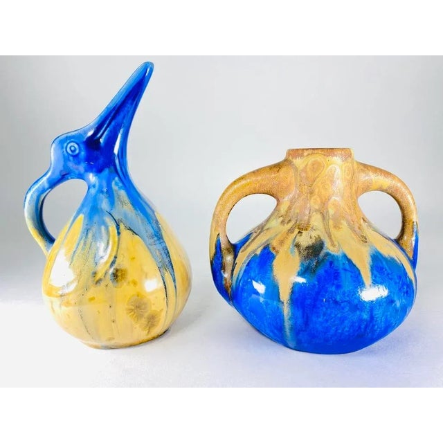 Flamed Pitcher and Sandstone Vase by Gilbert Metenier, Set of 2 For Sale - Image 11 of 11