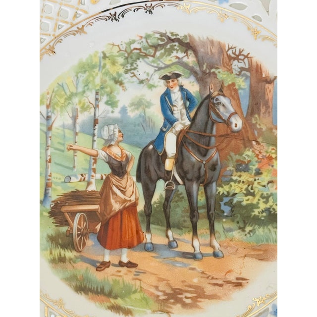 1940 Shumman Bavaria Reticulated Potcelain Equestrian Plates For Sale In Miami - Image 6 of 8